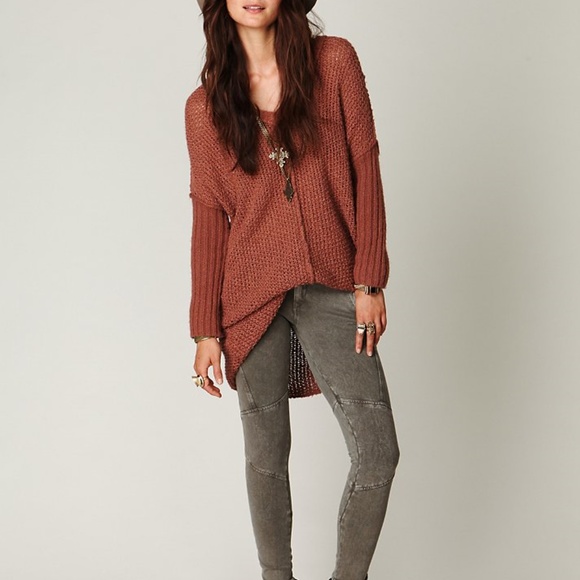 Free People Denim - Free People Olive Green Moto Coated Skinny Jeans